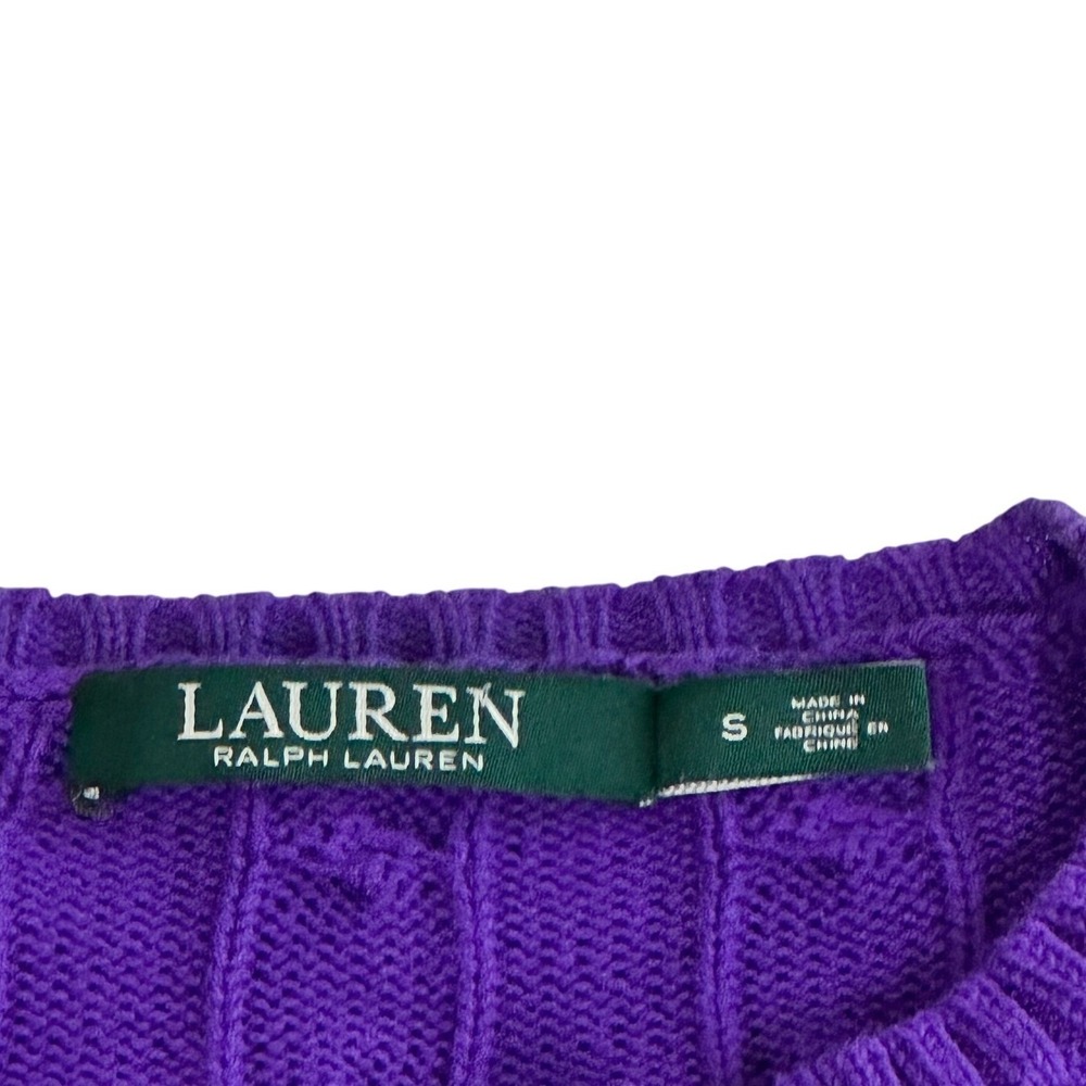 Lauren Ralph Lauren Purple Cable Knit Split Neck Sweater Womens - Small - Picture 4 of 5